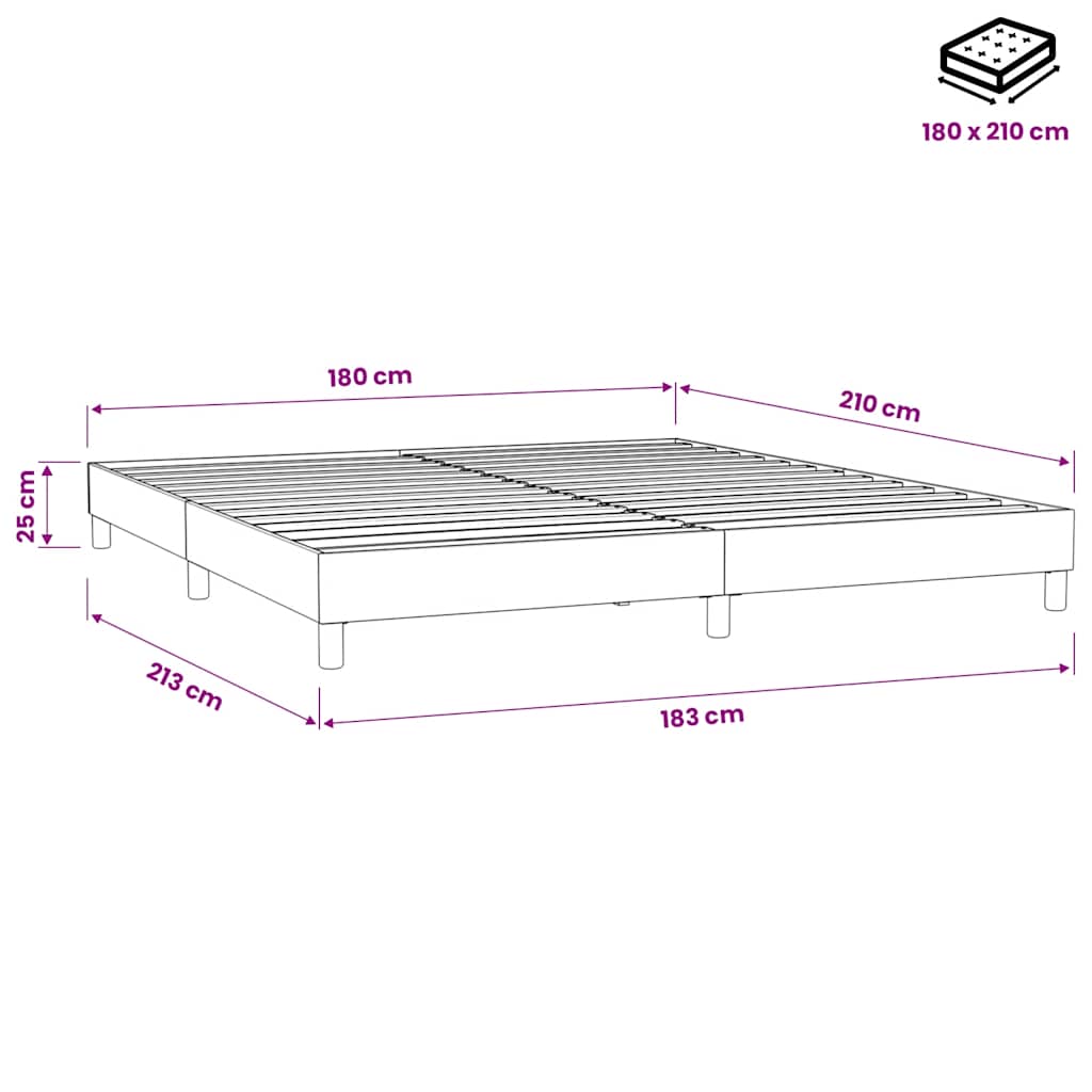 Giroletto a Molle senza Materasso Rosa 180x210 cm in Velluto