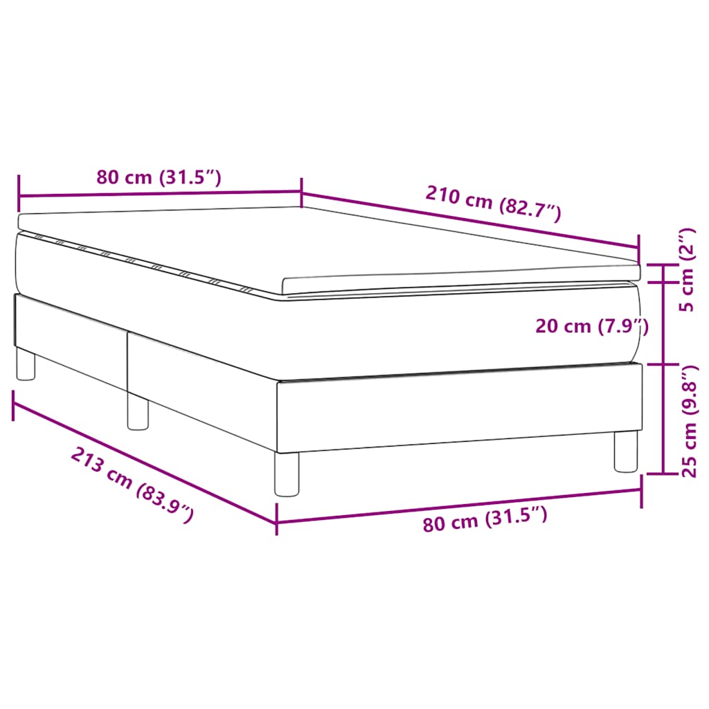 Giroletto a Molle con Materasso Blu Scuro 80x210 cm Velluto | homemem39
