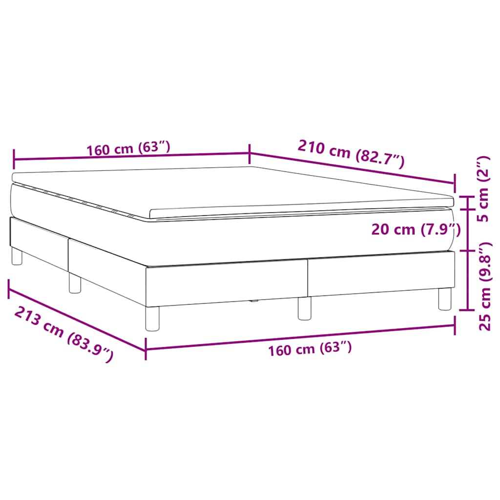 Giroletto a Molle con Materasso Grigio Chiaro 160x210cm Velluto | homemem39