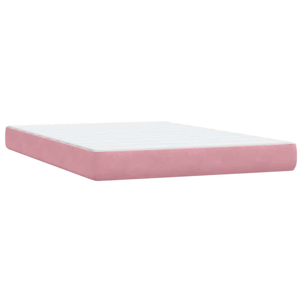 Letto a Molle con Materasso e LED Rosa 140x220 cm in Velluto | homemem39