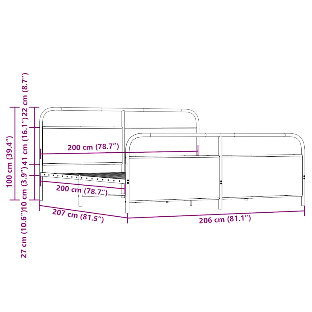 Giroletto senza Materaso in Metallo Rovere Fumo 200x200 cm | homemem39