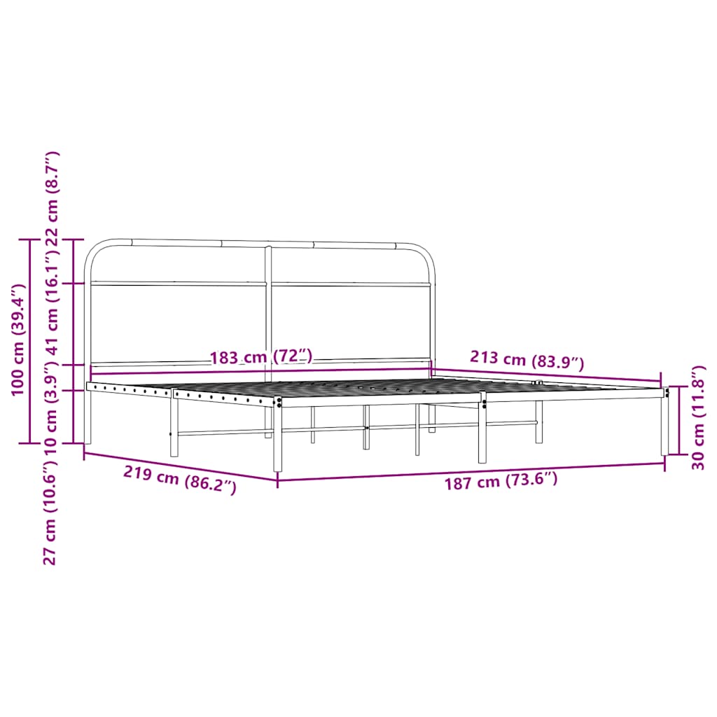 Giroletto senza Materaso in Metallo Rovere Sonoma 183x213 cm | homemem39