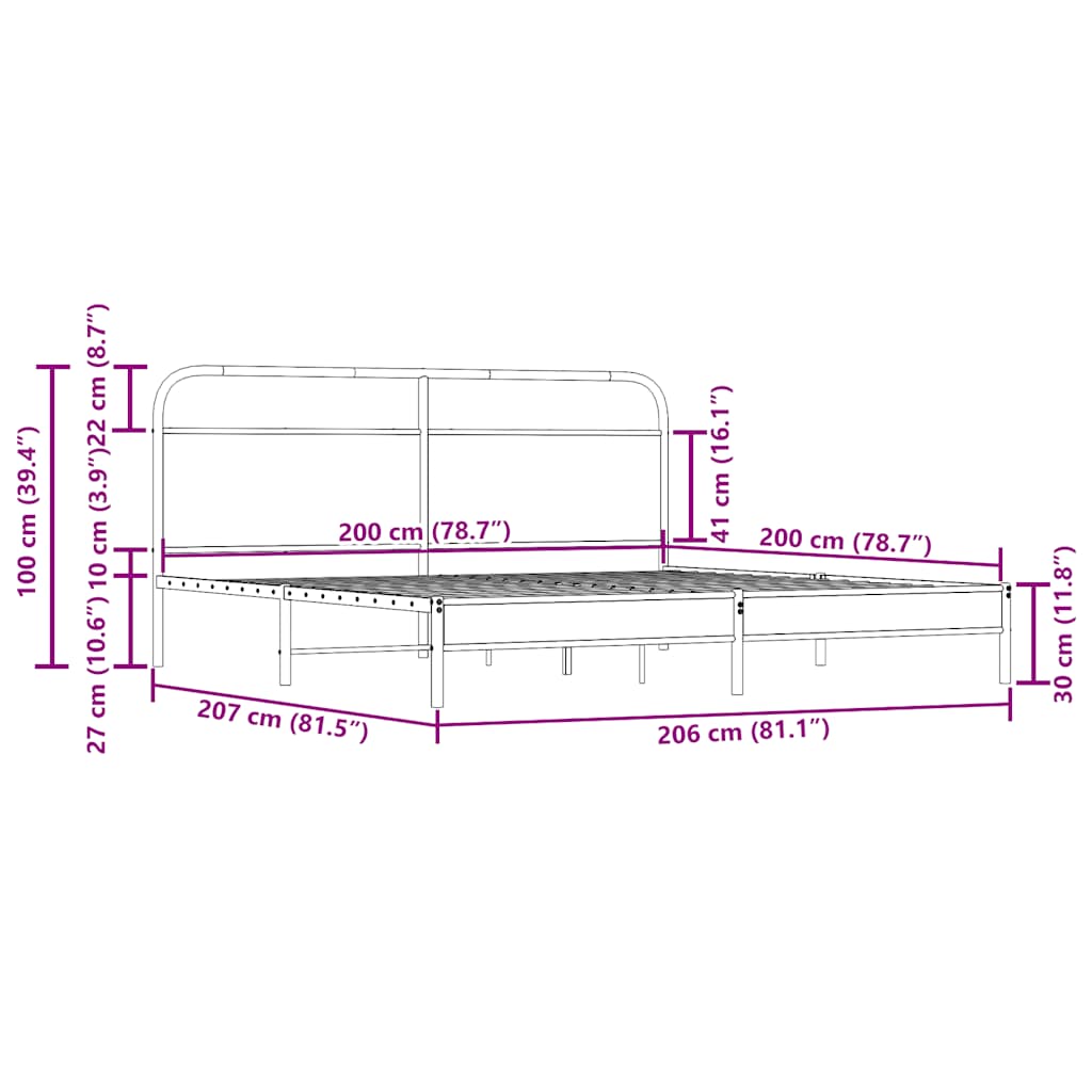 Giroletto senza Materaso in Metallo Rovere Fumo 200x200 cm | homemem39