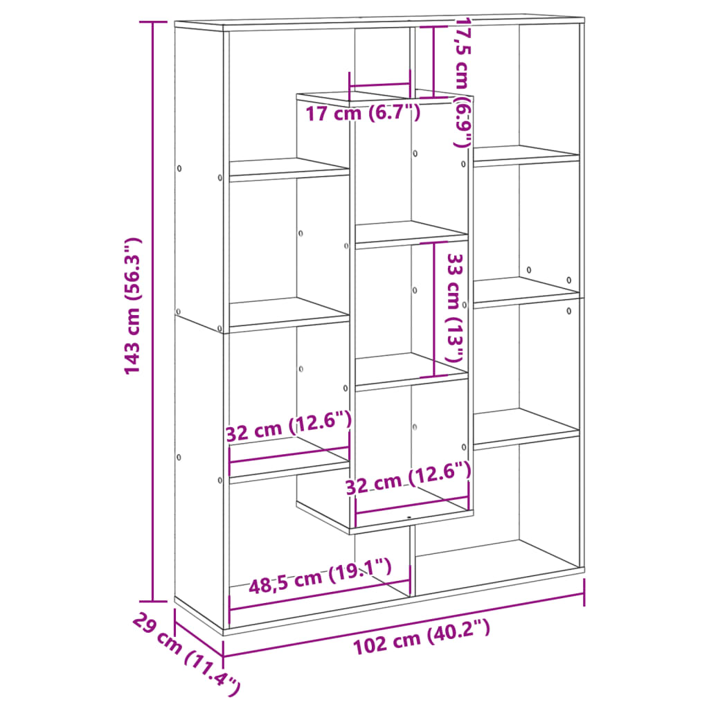 Libreria Bianca 102x29x143 cm in Legno Multistrato | homemem39