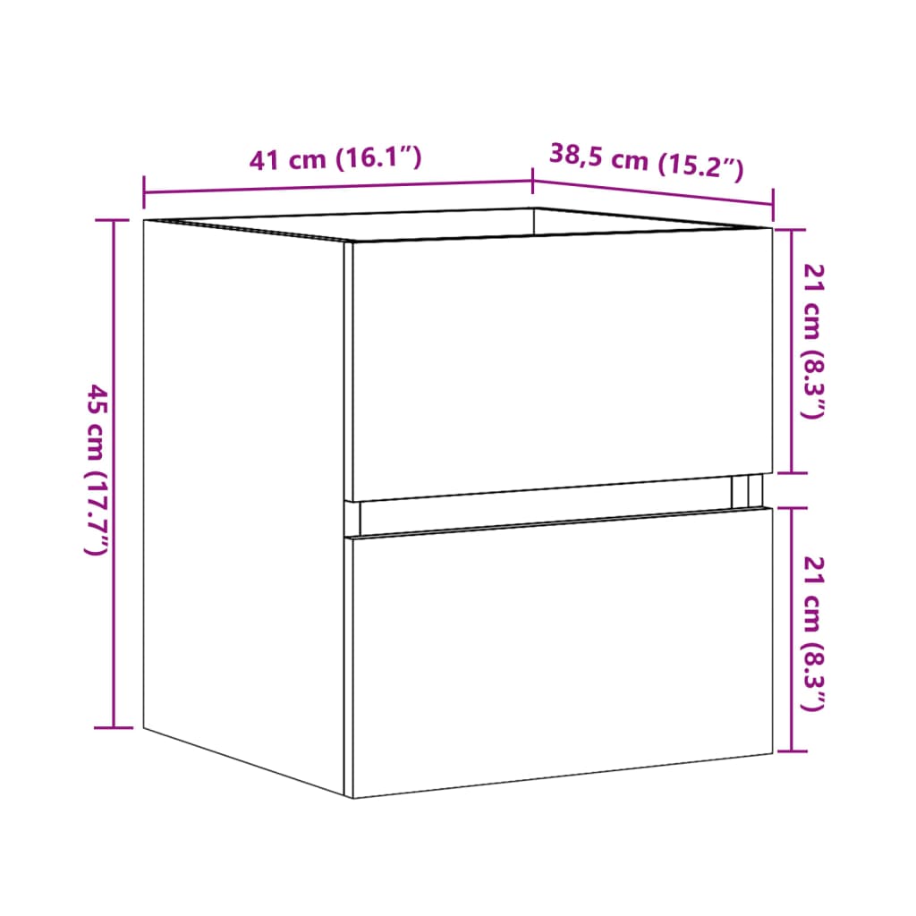 Mobile Lavabo Rovere Sonoma 41x38,5x45 cm in Legno Multistrato | homemem39