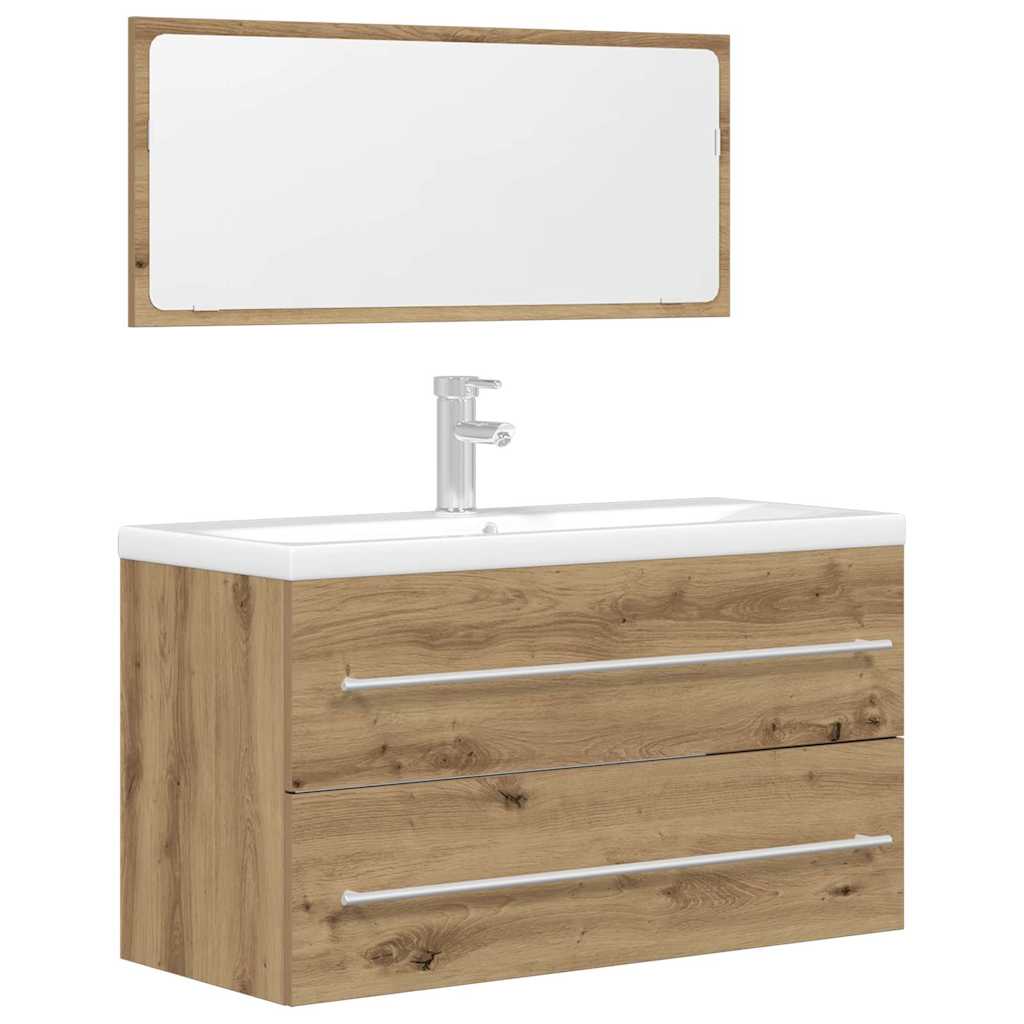Set Mobili da Bagno 2 pz Rovere Artigianale Legno Multistrato