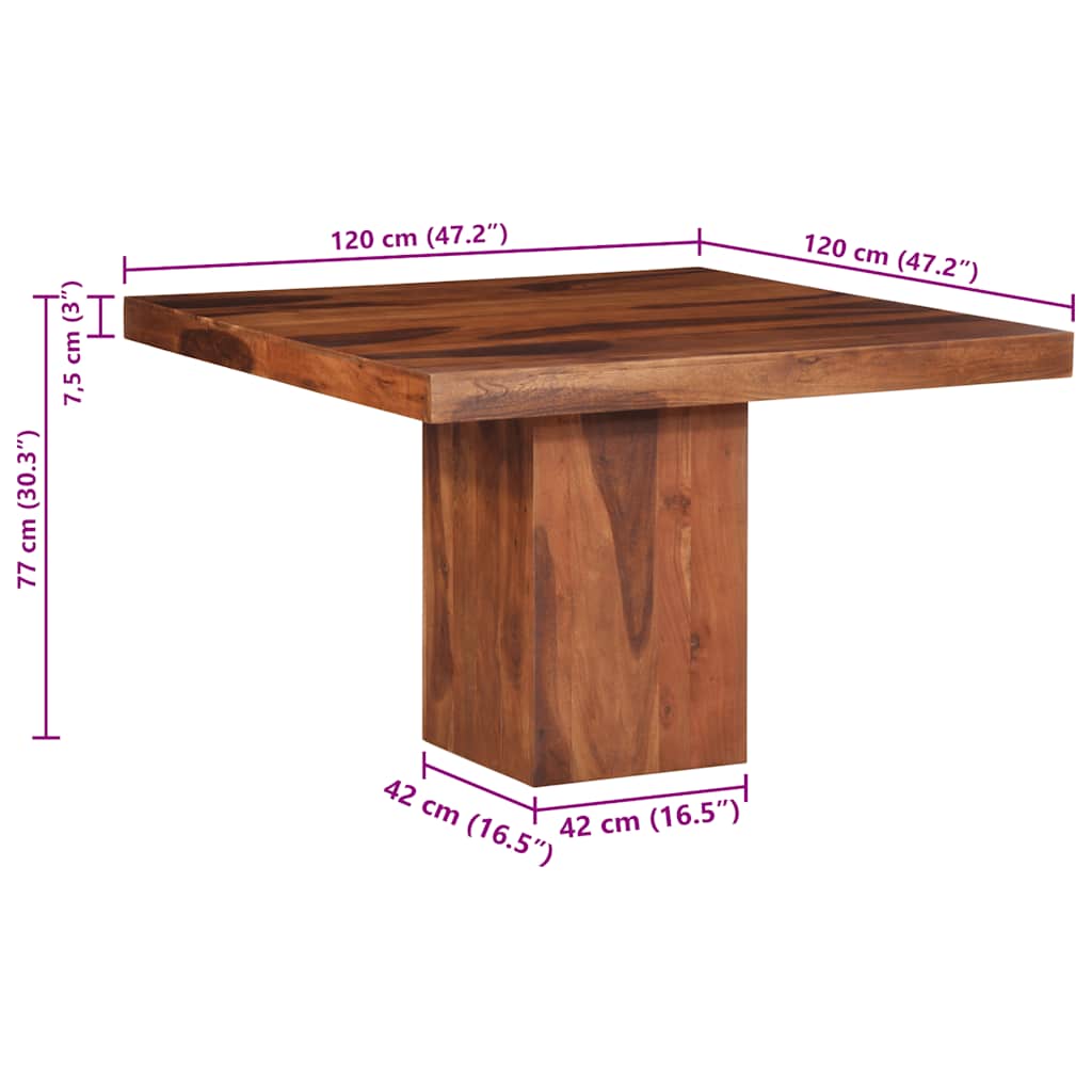 Tavolo da Pranzo 120x120x77 cm Legno Massello di Acacia