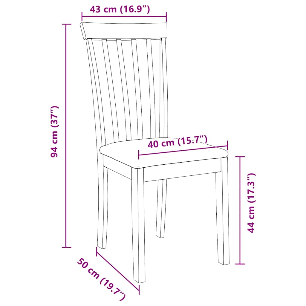 Sedie da Pranzo con Cuscini 2pz Marrone Legno Massello di Hevea
