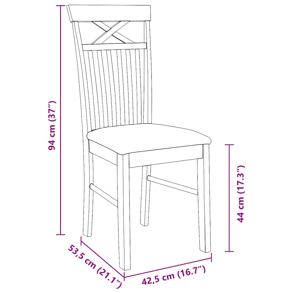 Sedie da Pranzo con Cuscini 2 pz Bianco Legno Massello di Hevea | homemem39
