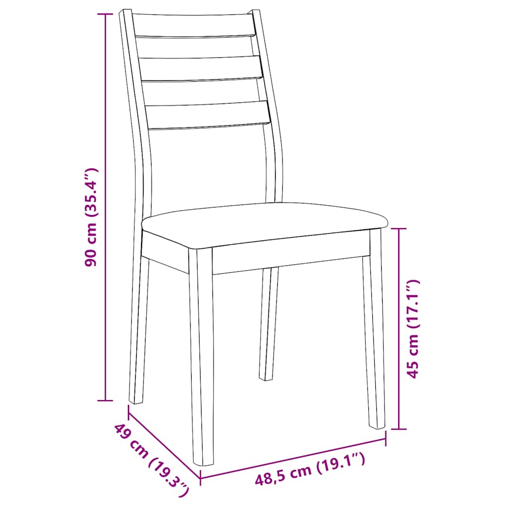 Sedie da Pranzo con Cuscini 2pz Marrone Legno Massello di Hevea | homemem39