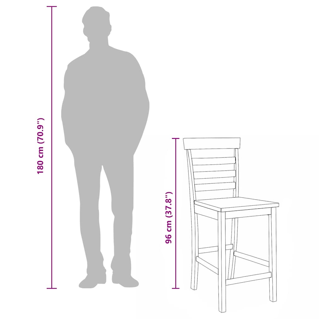 Sgabelli da Bar 2 pz Bianchi in Legno Massello di Hevea - homemem39