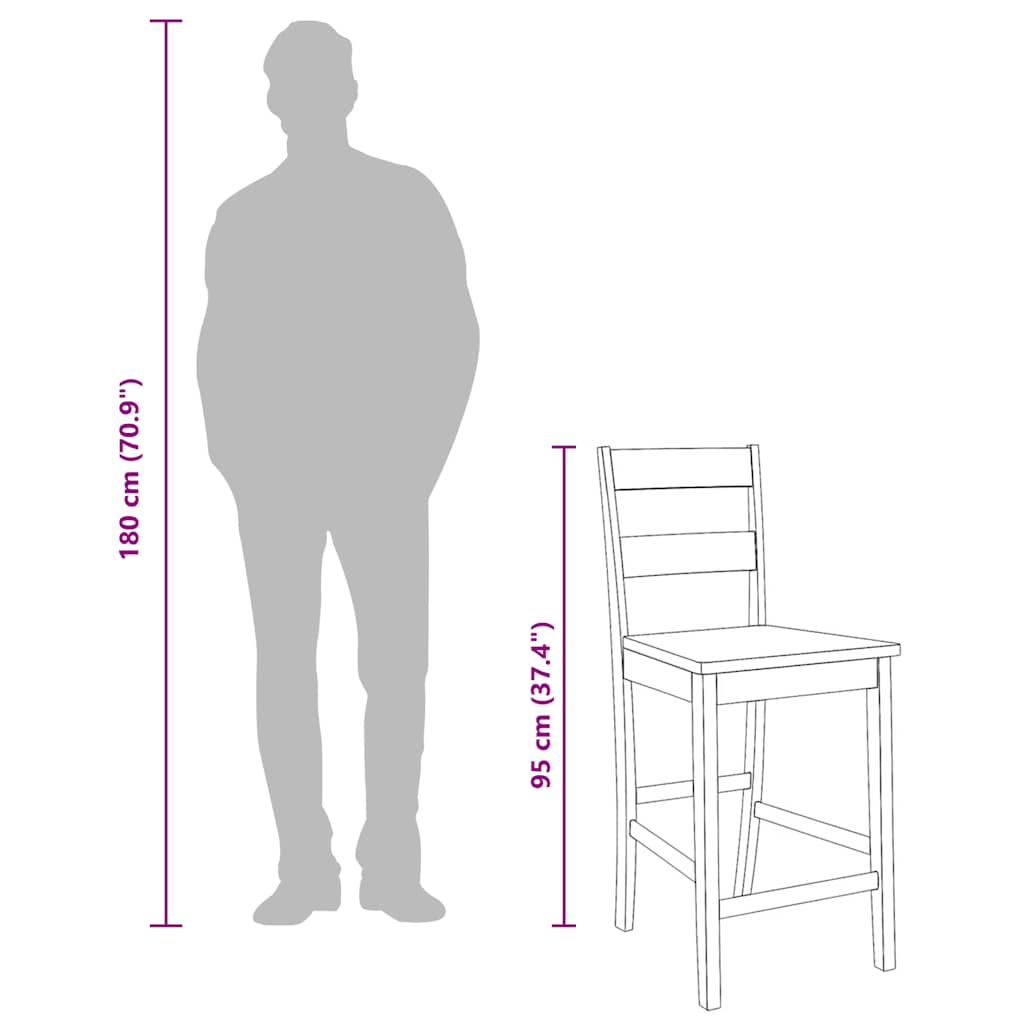 Sgabelli da Bar 2 pz Naturale Legno Massello di Hevea - homemem39