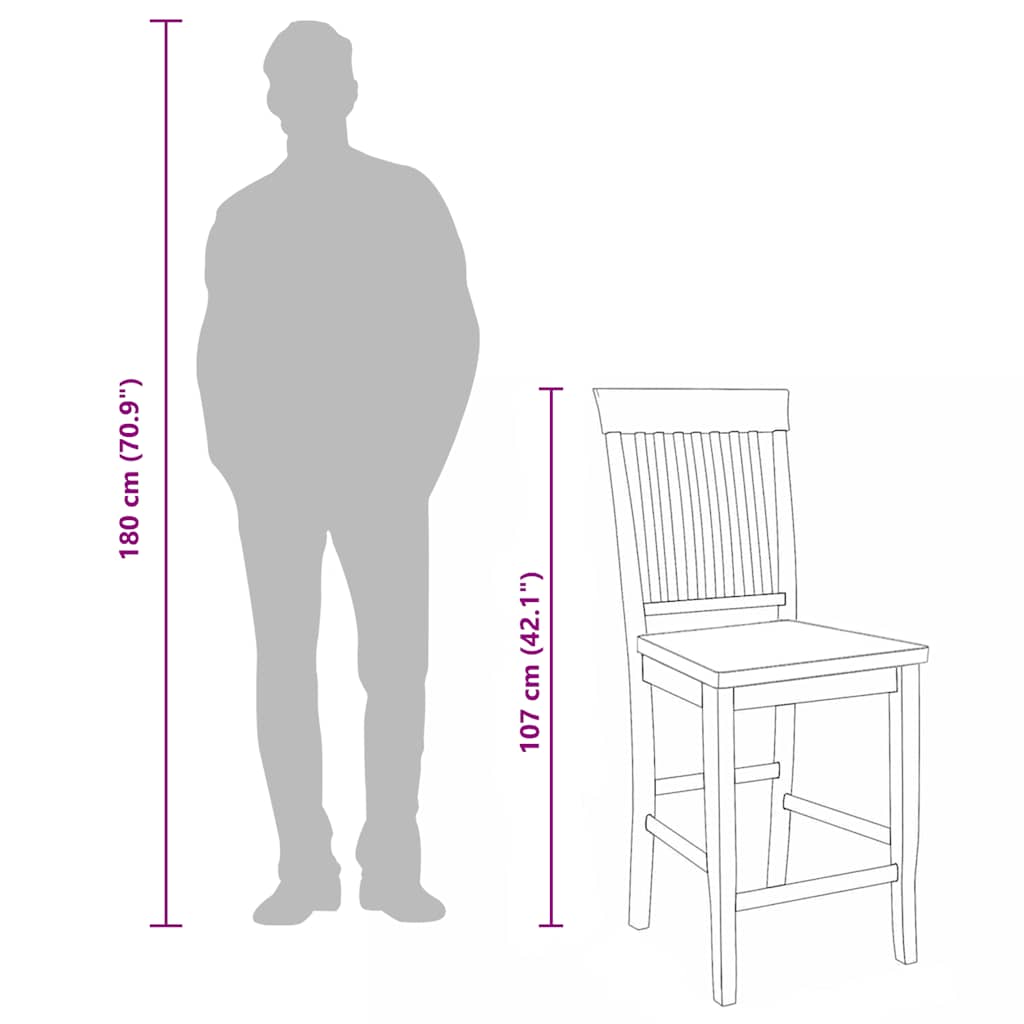 Sgabelli da Bar 2 pz Naturale Legno Massello di Hevea - homemem39