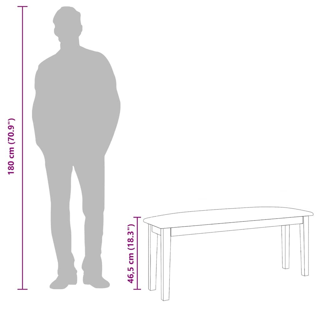 Panca 110 cm Marrone in Legno Massello di Hevea - homemem39