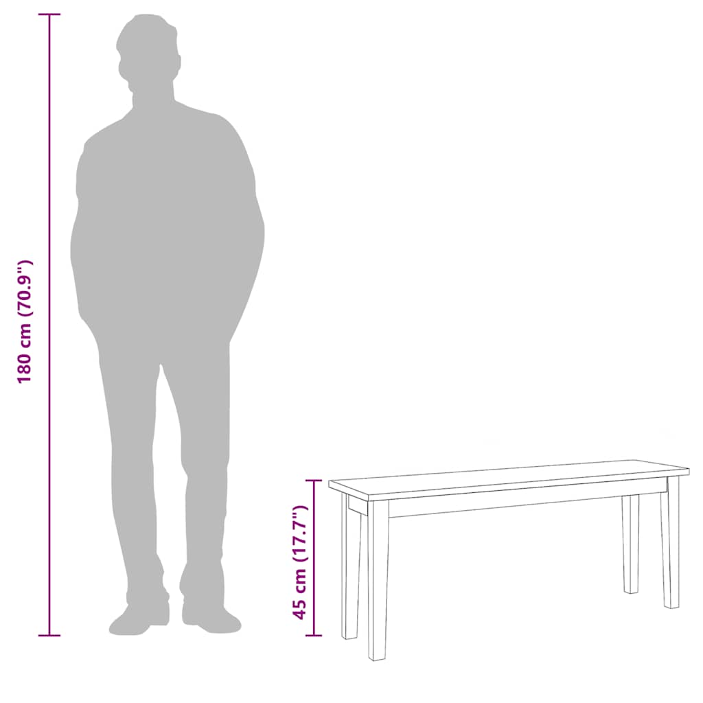 Panca 110 cm in Legno Massello di Hevea | homemem39