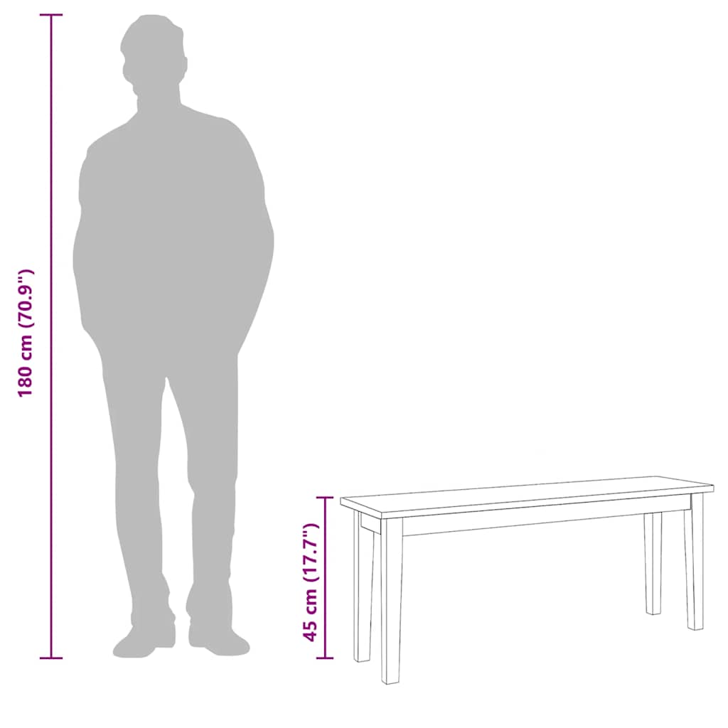 Panca 110 cm Bianco in Legno Massello di Hevea | homemem39