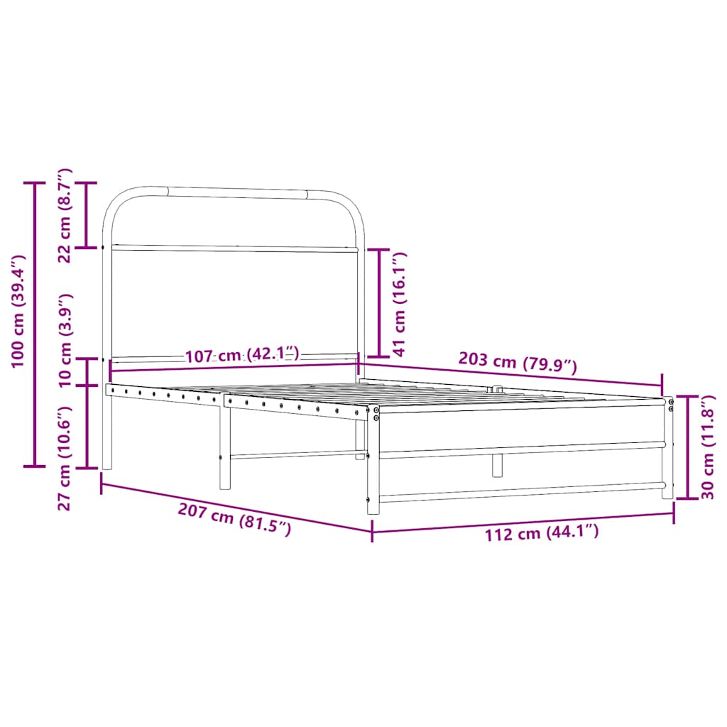 Giroletto senza Materasso Rovere Fumo 107x203 cm in Truciolato