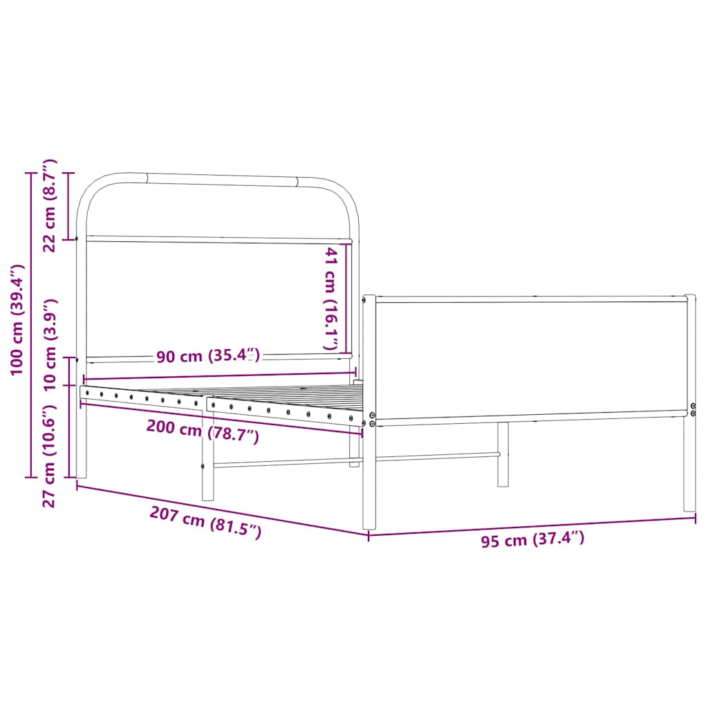 Giroletto senza Materasso Rovere Sonoma 90x200 cm in Truciolato | homemem39