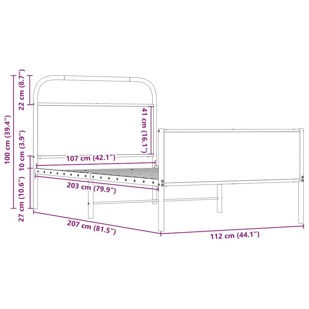 Giroletto senza Materasso Rovere Sonoma 107x203cm in Truciolato | homemem39