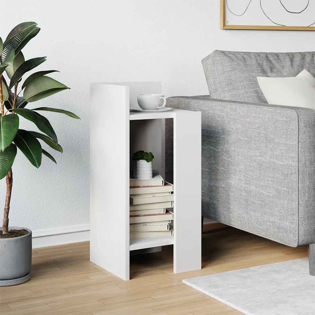 Tavolino Laterale con Ripiano Bianco 25,5x27x60 cm | homemem39