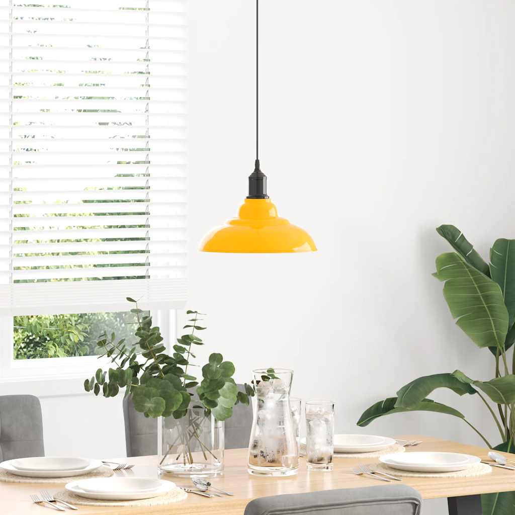 Lampada Sospensione Regolabile E27 Giallo Lucido Ø31 cm Metallo | homemem39