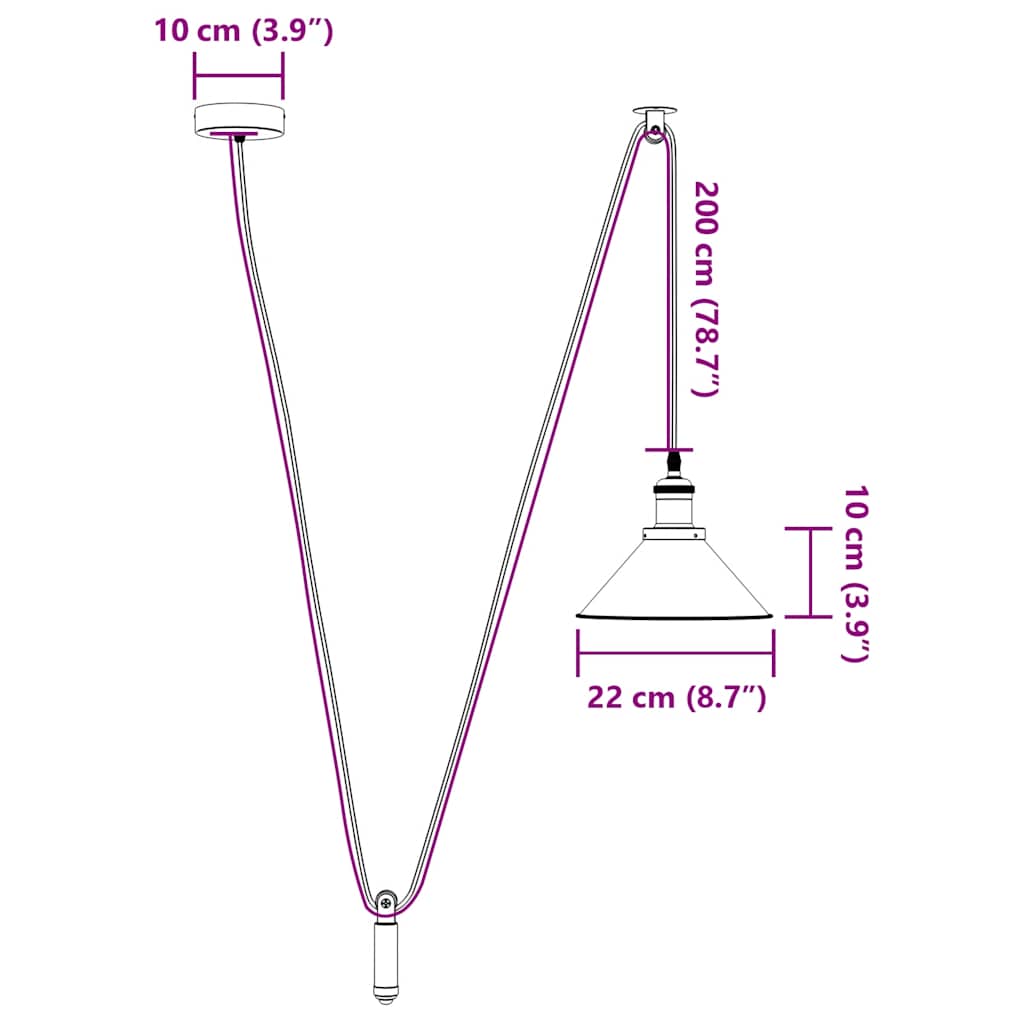 Lampada a Sospensione Regolabile E27 Nero Lucido Ø22 cm Metallo | homemem39
