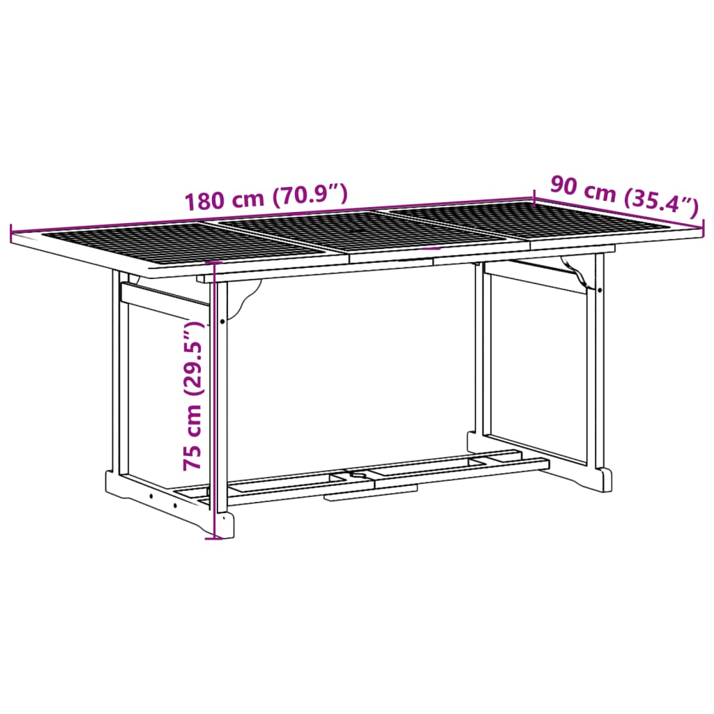 Set da Pranzo da Giardino 9pz 180x90x75cm Legno Massello Acacia | homemem39