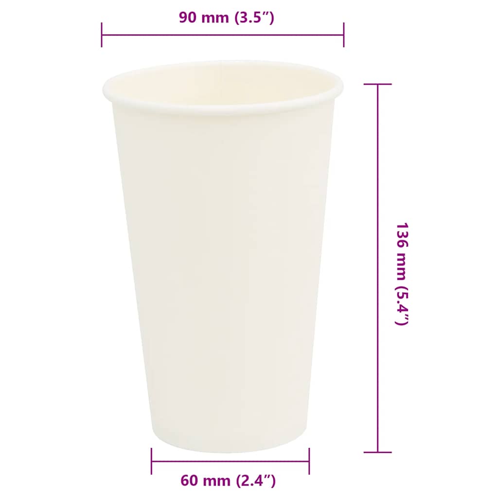 Bicchieri da Caffè in Carta 1000 pz 16oz 400ml Bianco | homemem39