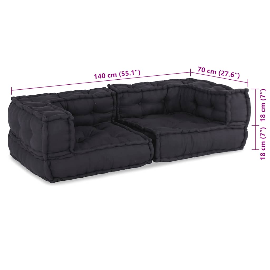 Divano Modulare a 2 Posti Antracite 140x70x36 in Tessuto | homemem39
