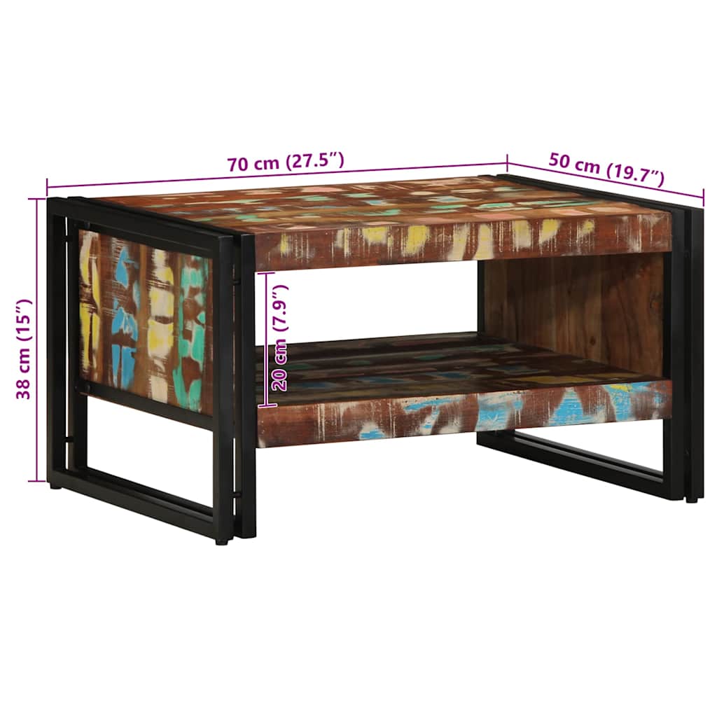 Tavolino Salotto Multicolore 70x50x38cm Legno Massello Recupero