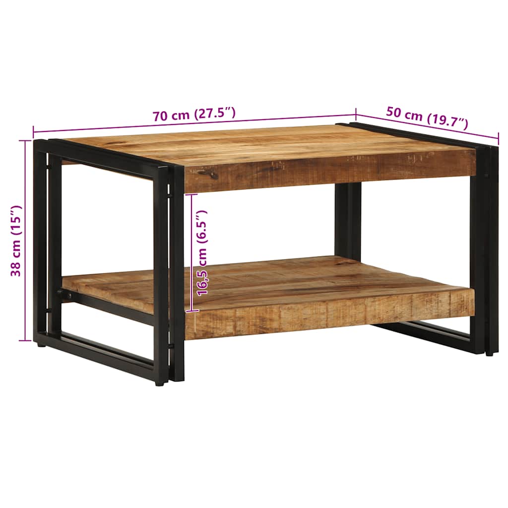 Tavolino 70x50x38 cm in Legno Massello di Mango Grezzo | homemem39