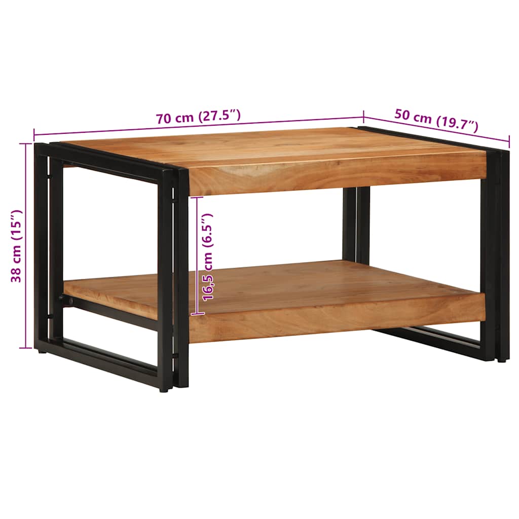 Tavolino da Salotto 70x50x38 cm Legno Massello di Acacia | homemem39