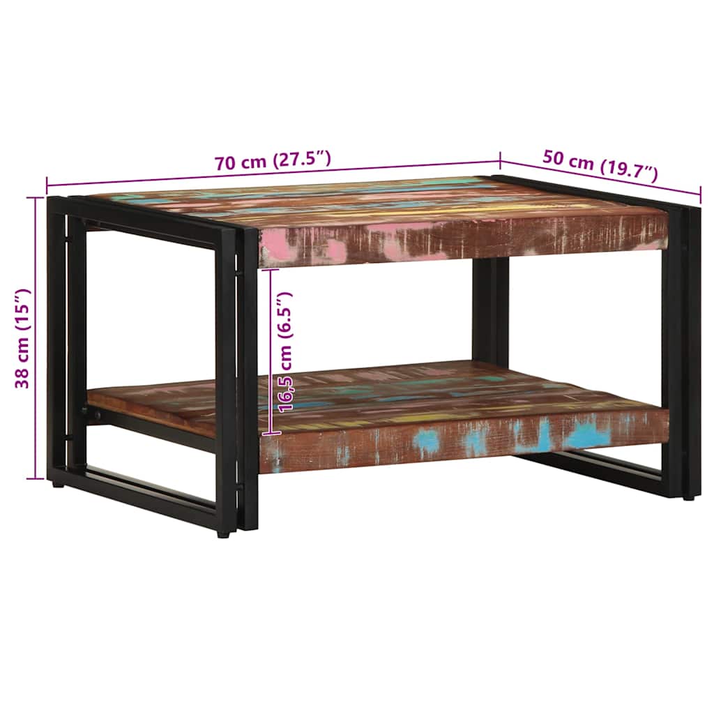 Tavolino Salotto Multicolore 70x50x38cm Legno Massello Recupero | homemem39