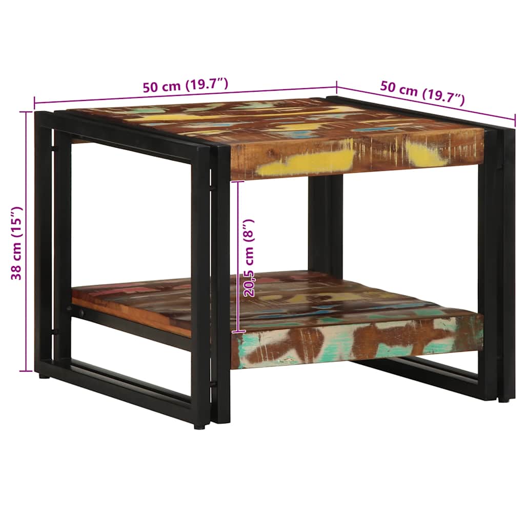 Tavolino Salotto Multicolore 50x50x38cm Legno Massello Recupero | homemem39