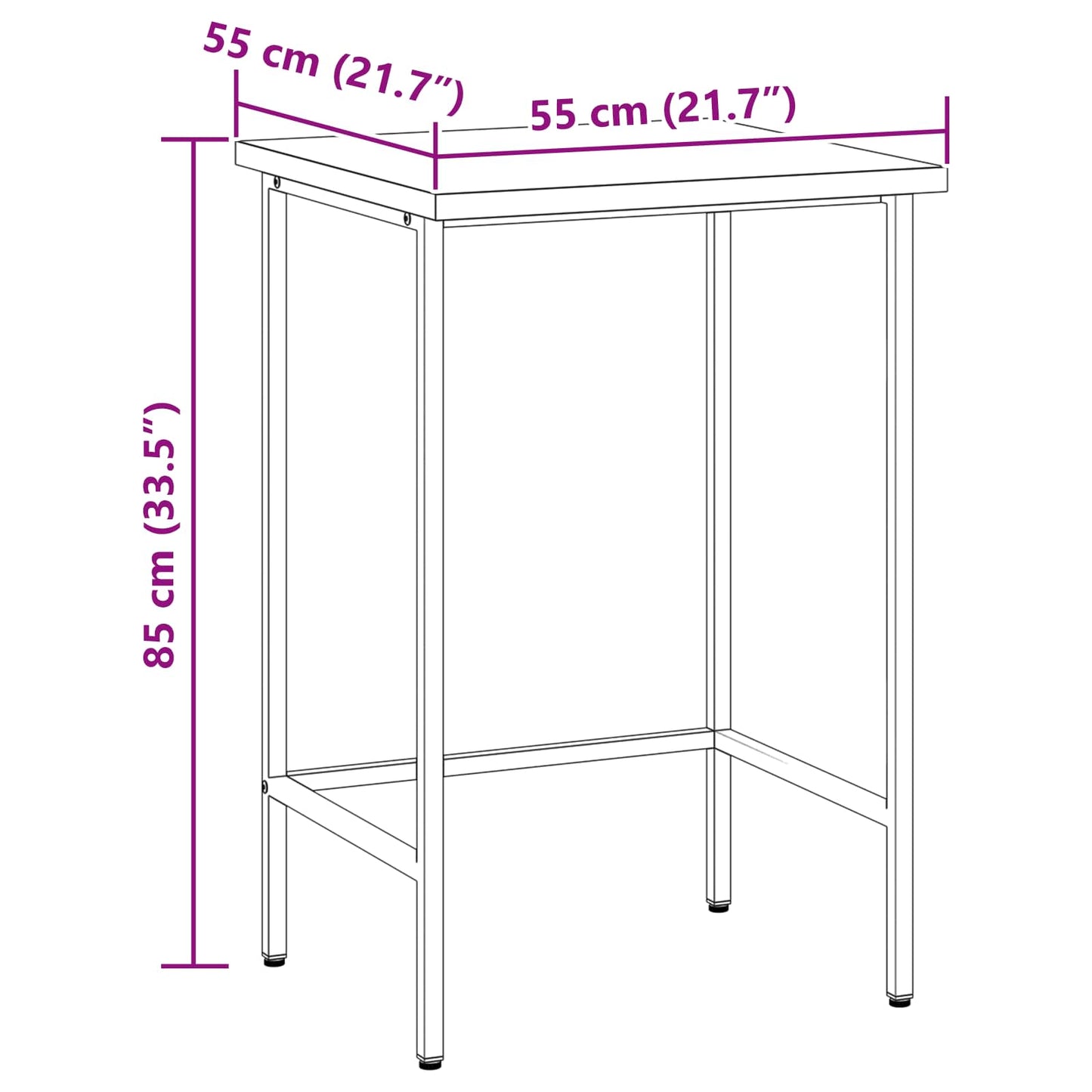 Tavolo angolare Grigio 55 x 55 x 85 cm | homemem39