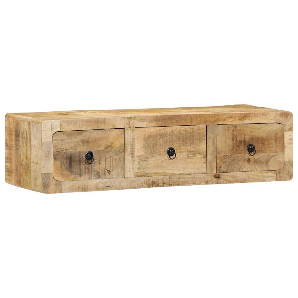 Mobile TV a Parete 100x32x25 cm Legno Grezzo Massello di Mango | homemem39