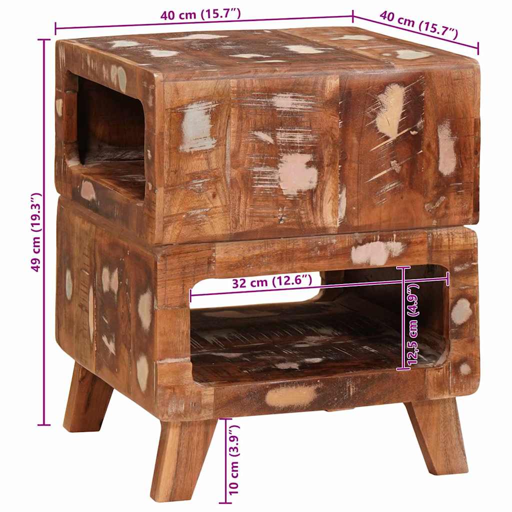 Tavolino Marrone 40 x 40 x 49 cm Legno Recuperato Massello | homemem39