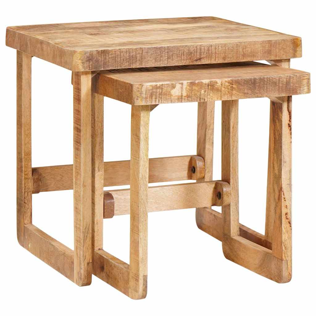 Tavoli da annidamento 2 pcs Marrone Legno di mango massello | homemem39
