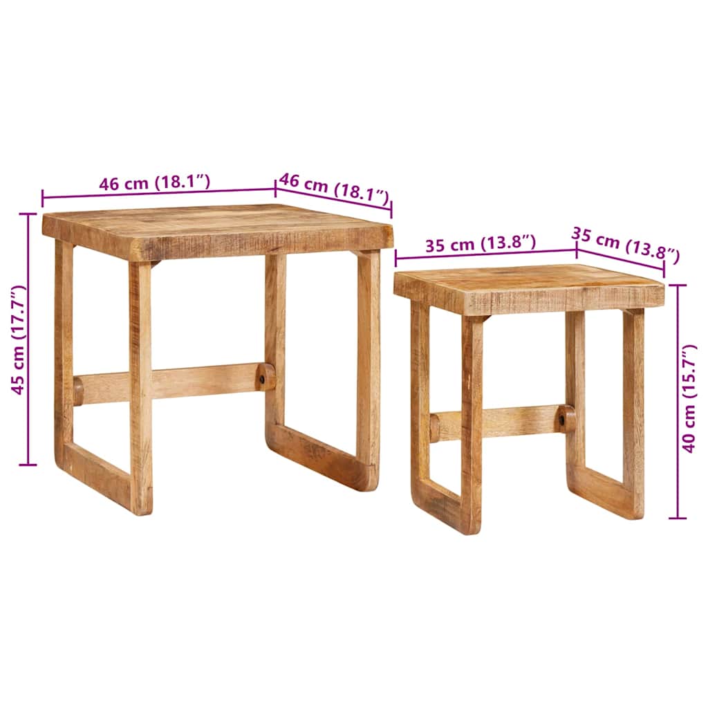 Tavoli da annidamento 2 pcs Marrone Legno di mango massello | homemem39