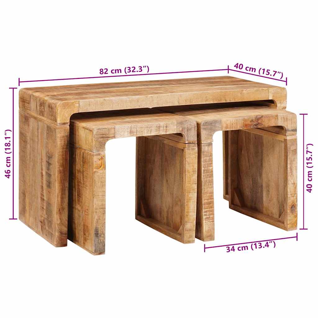 Tavolo Nesting 3 pz Marrone 82 x 40 x 46 cm