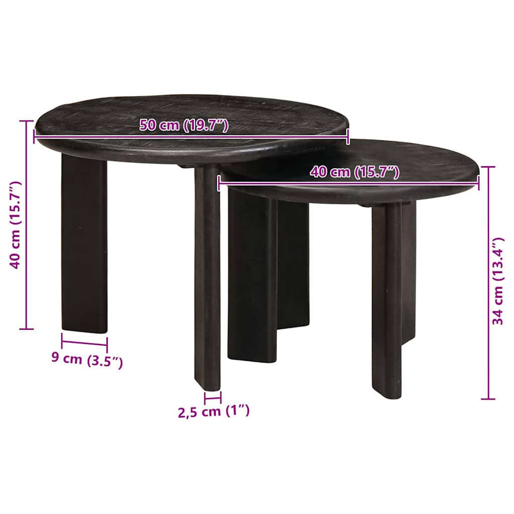 Tavoli da Caffè Nido 2 pcs Bianco Legno di mango massello | homemem39