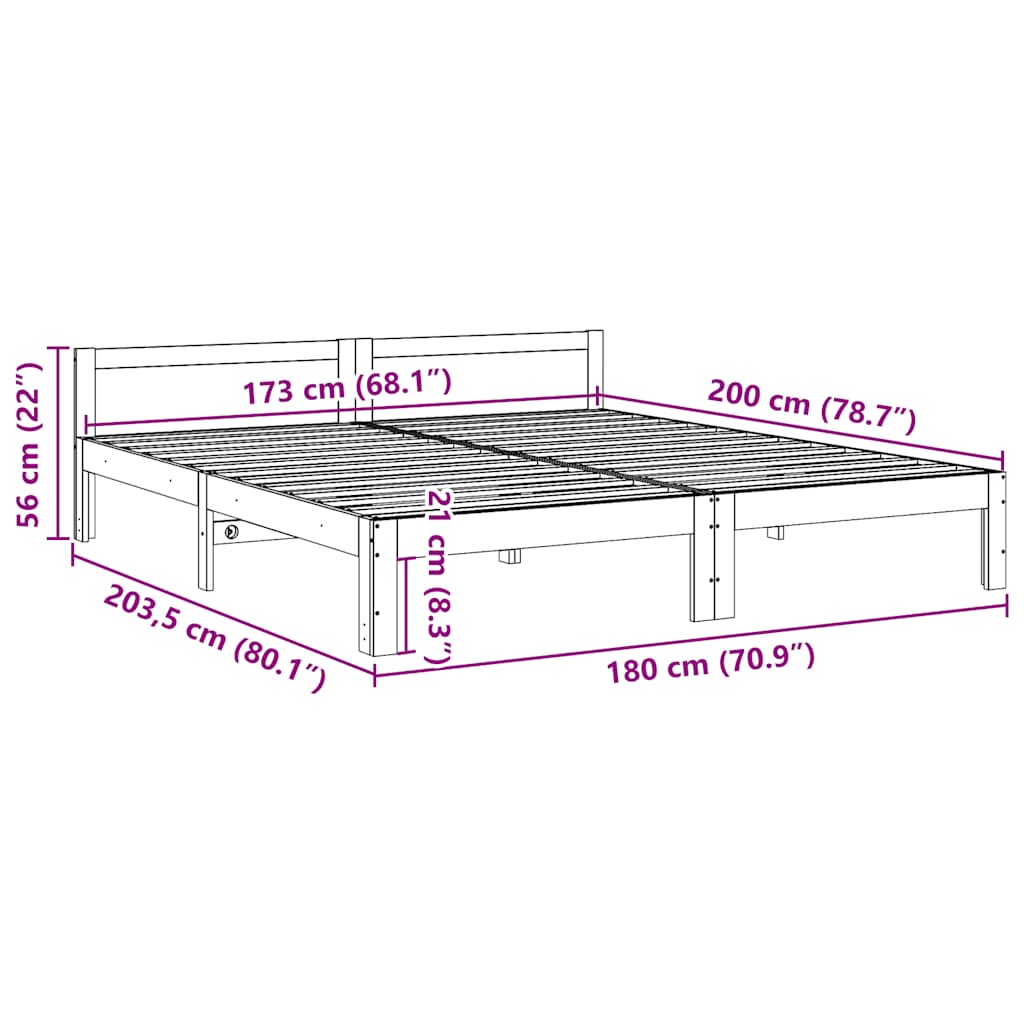 Giroletto senza Materasso Bianco 180x200 cm Legno Massello Pino | homemem39