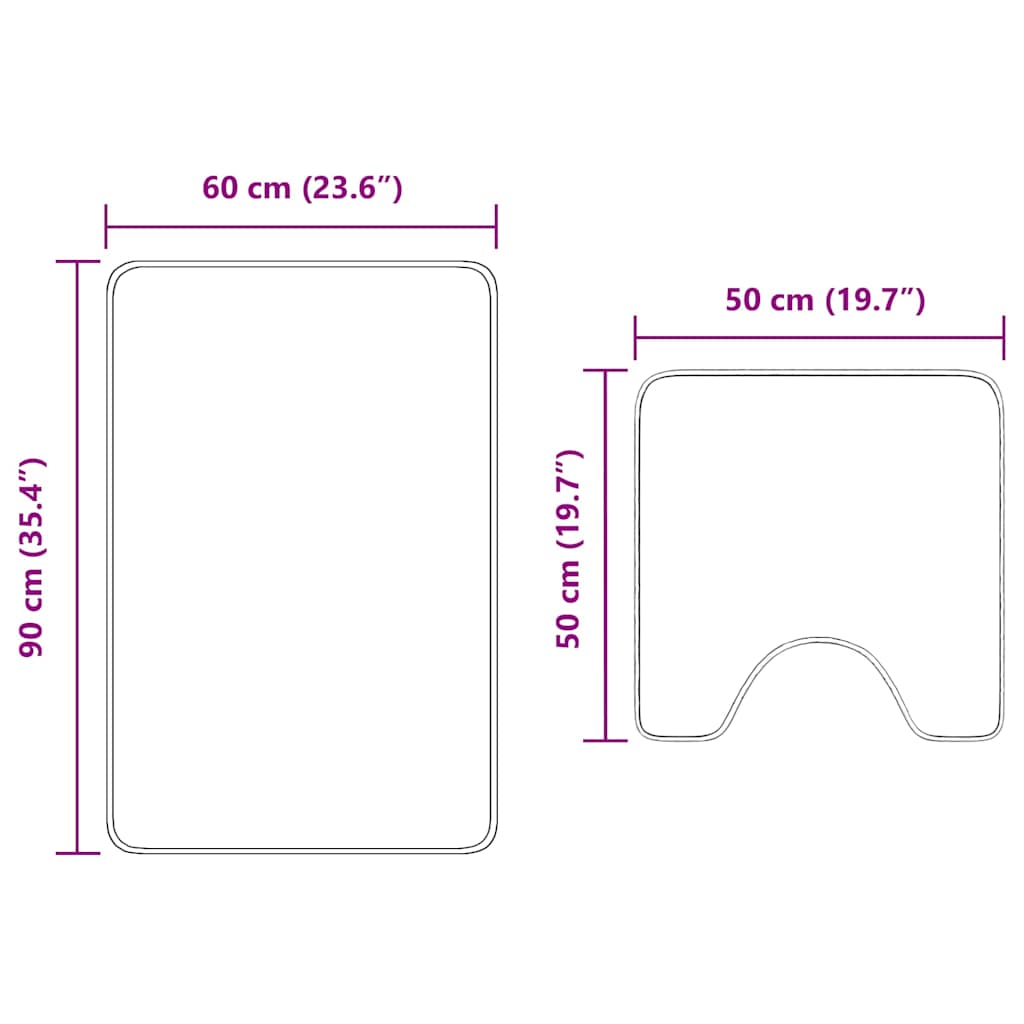 Set di tappetini antiscivolo per il bagno 2 pcs Grigio scuro PP