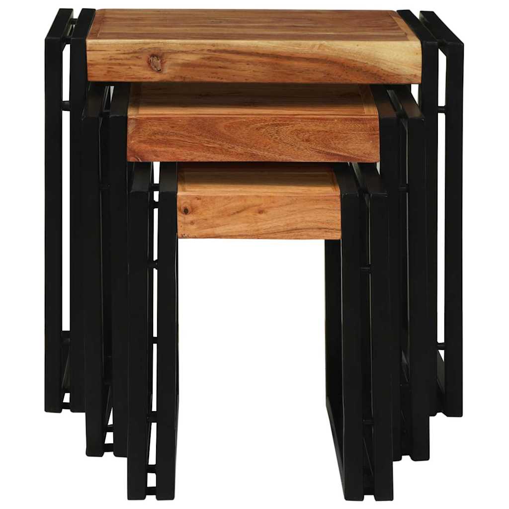 Tavolo Nesting 3 pcs Legno massello di acacia e metallo | homemem39