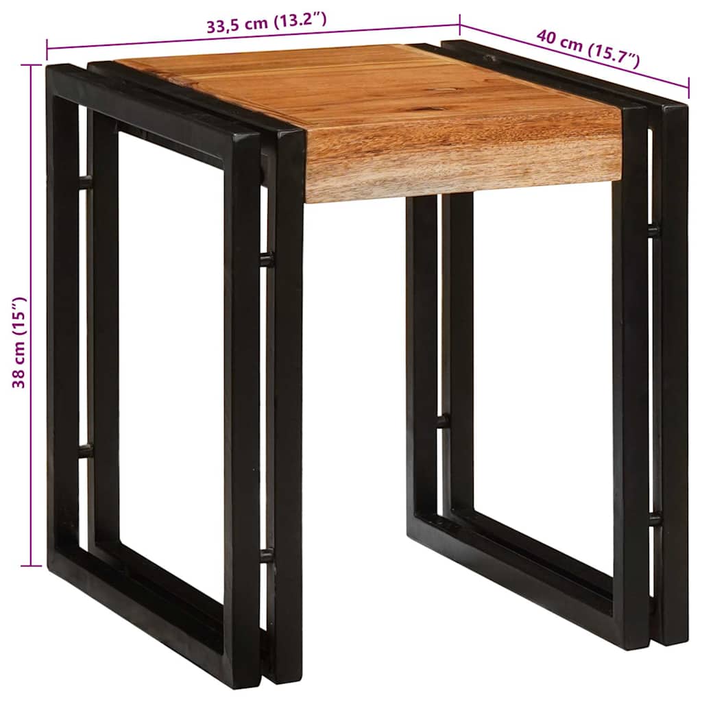 Tavolo Nesting 3 pcs Legno massello di acacia e metallo