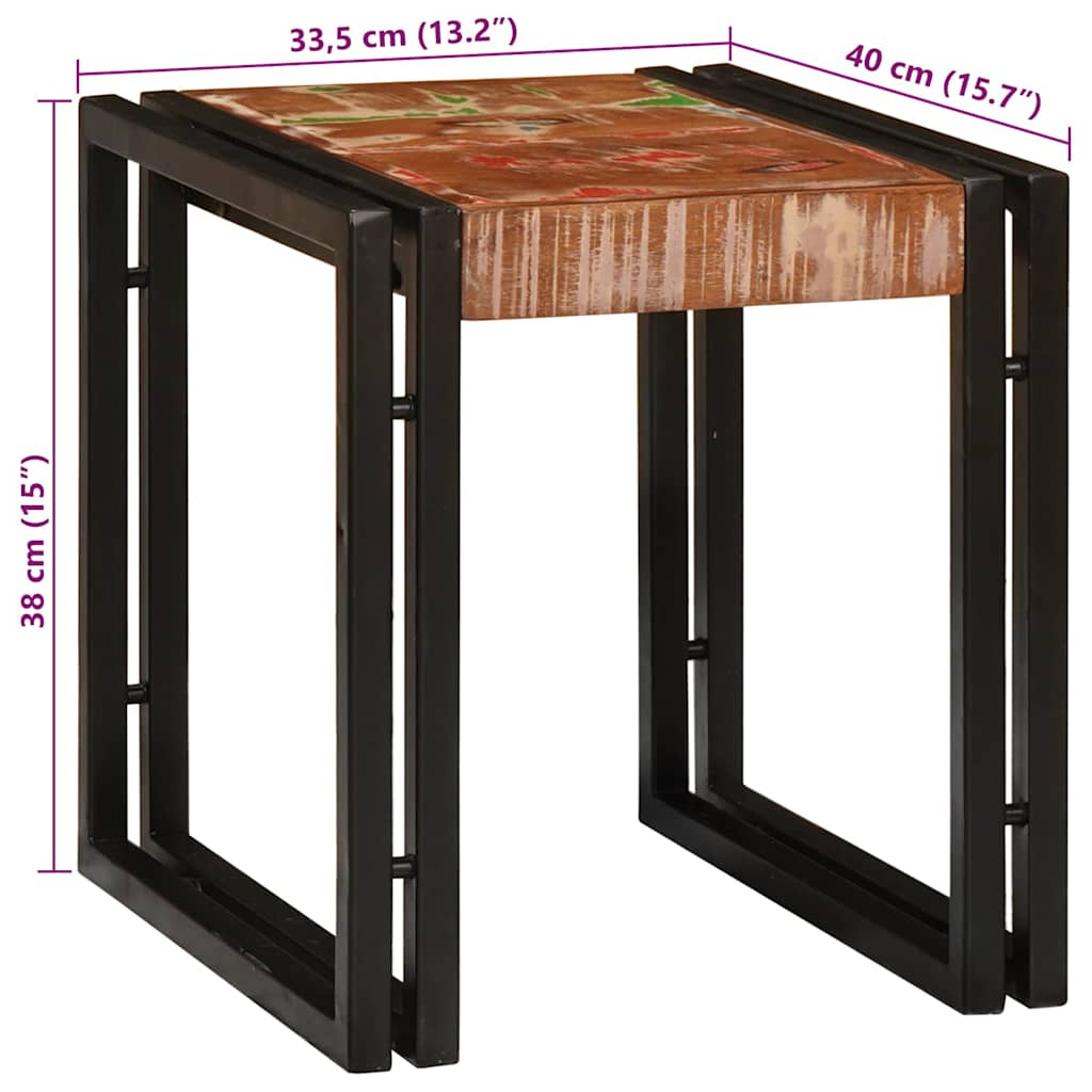 Tavolo Nesting 3 pcs Legno Riciclato Massello e Metallo | homemem39