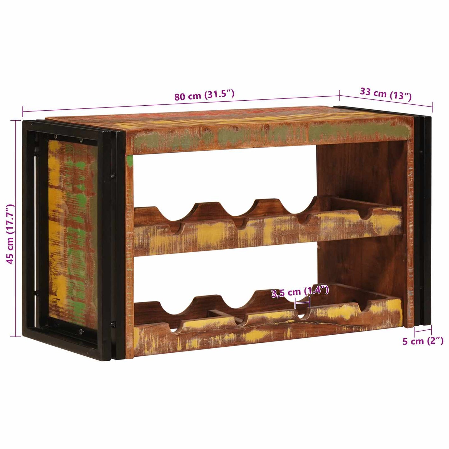 Portabottiglie Marrone 80 x 45 x 33 cm Legno massello riciclato