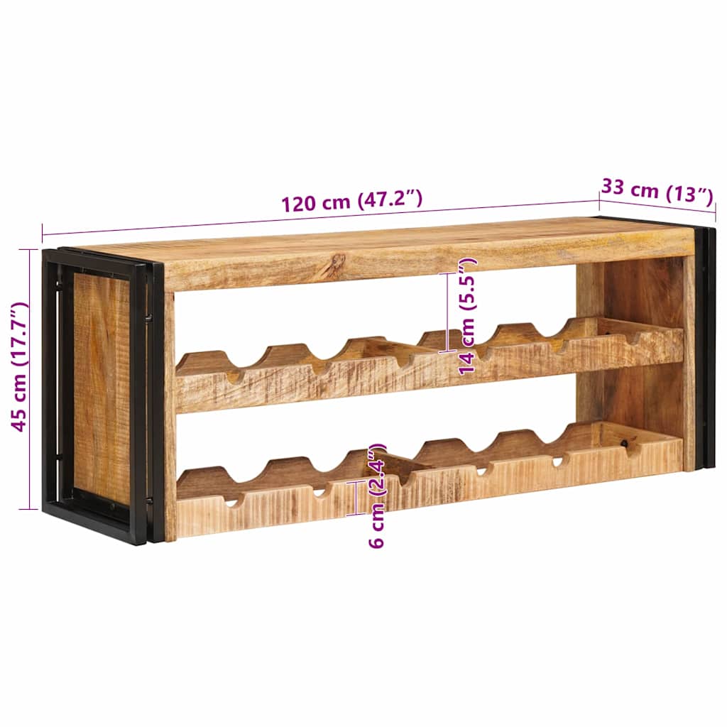 Portabottiglie 100 x 45 x 33 cm Legno di Mango Grezzo Massiccio | homemem39