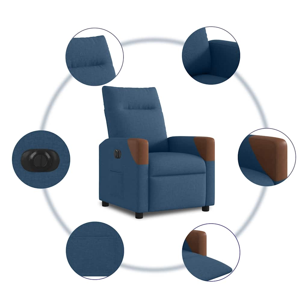 Poltrona Reclinabile Elettrica Blu in Tessuto | homemem39