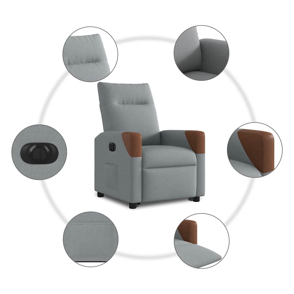 Poltrona Reclinante Alzapersona Elettrica Grigio Chiaro Tessuto | homemem39